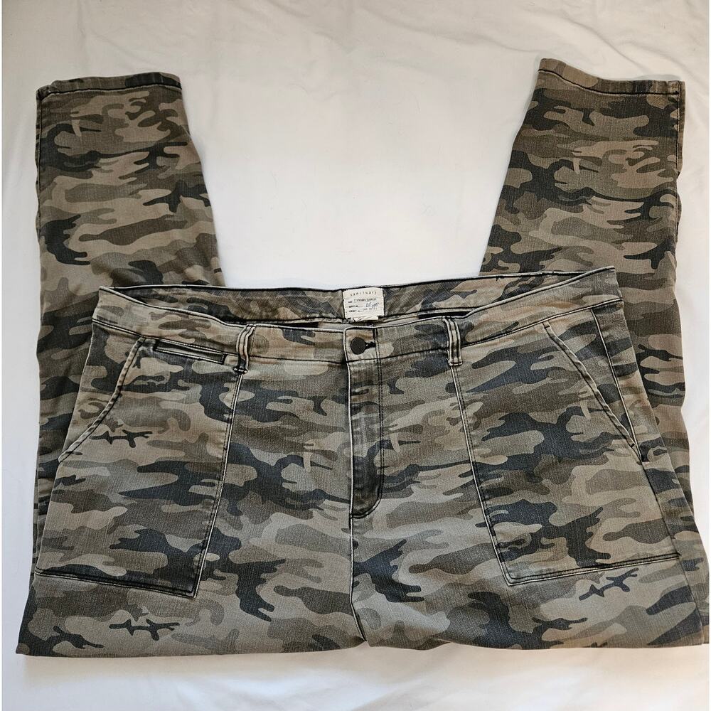 Sanctuary Surplus Green Camo Skinny Pants Ankle Zippers Size 22 W
